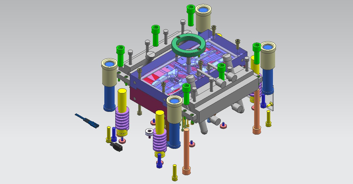 汽车内门把手模具3D图档