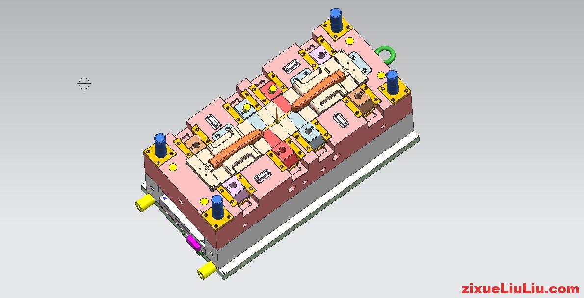 汽车外门拉手氮气模具3D图档