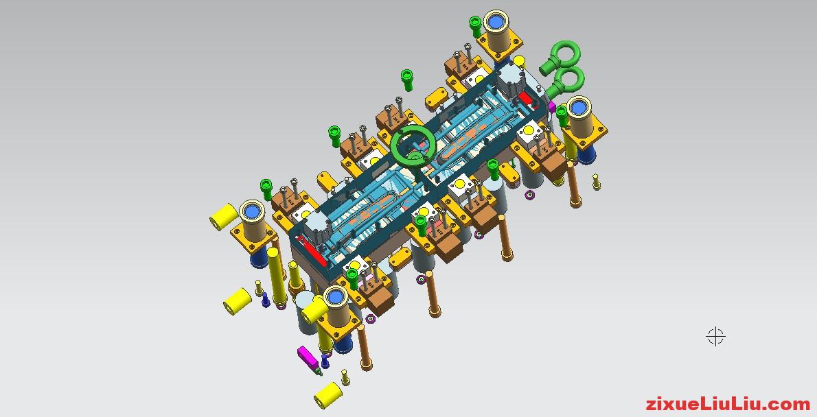汽车外门拉手氮气模具3D图档