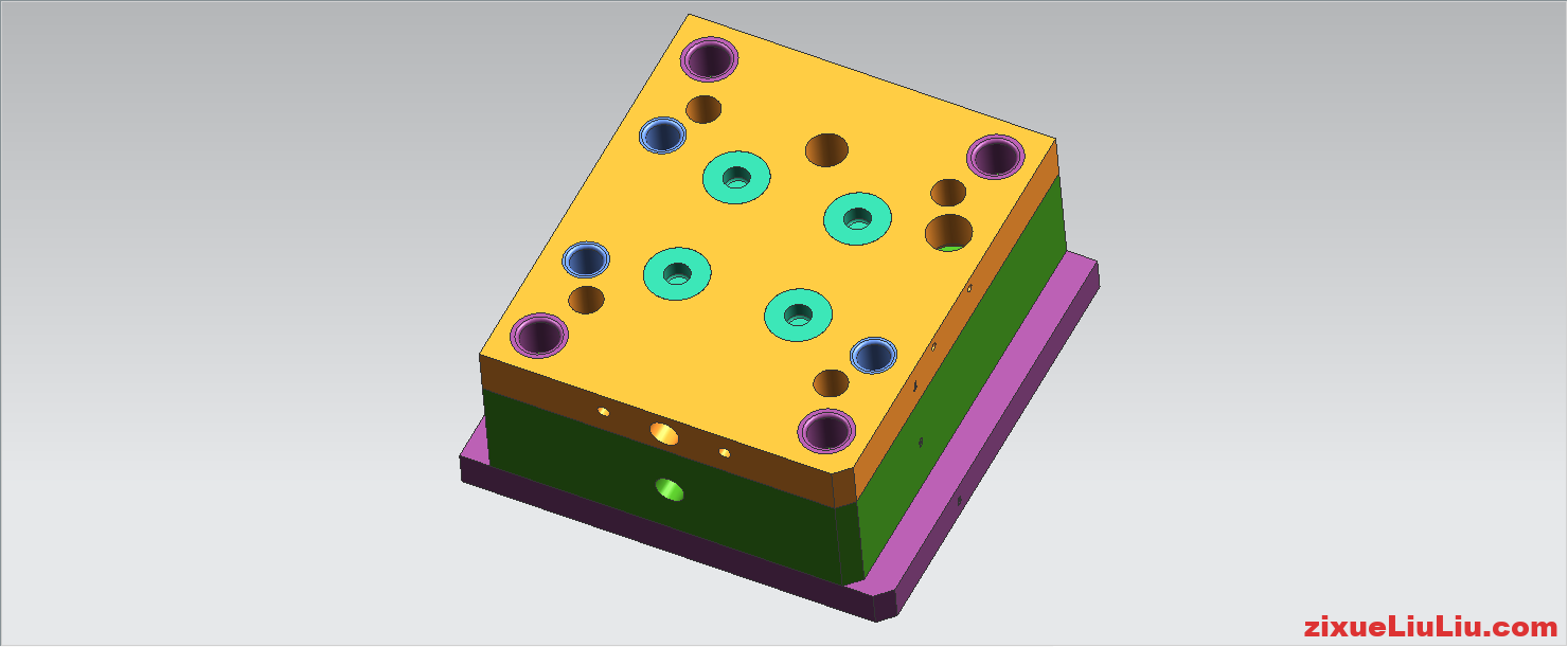 瓶盖前模螺纹抽芯模具3D图档